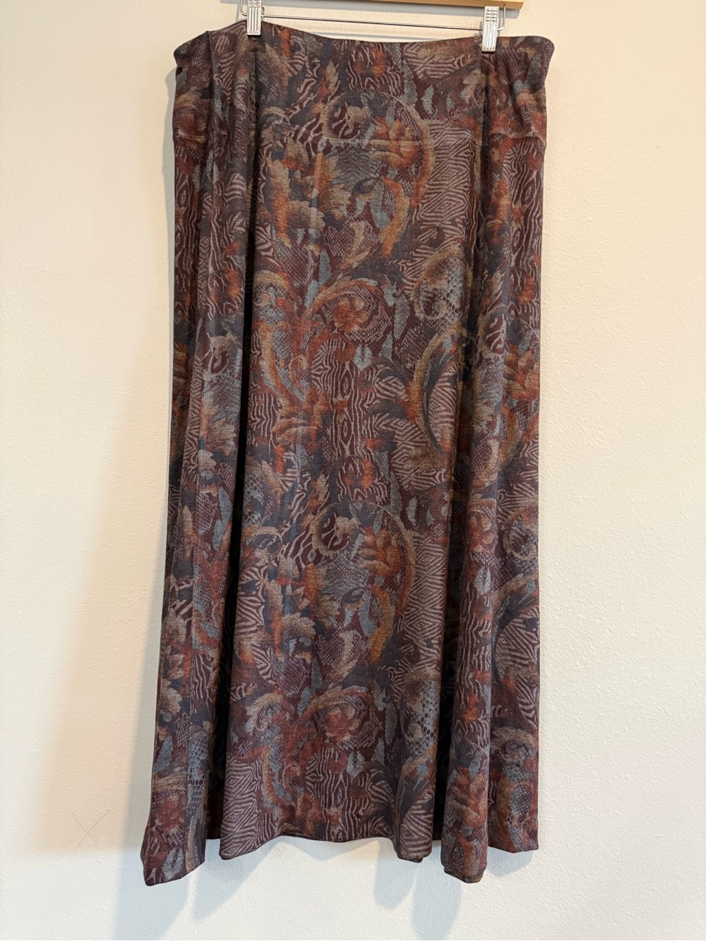 Soft Surroundings Floral Boho Fall Winter Pull On Maxi Skirt Knit 1X